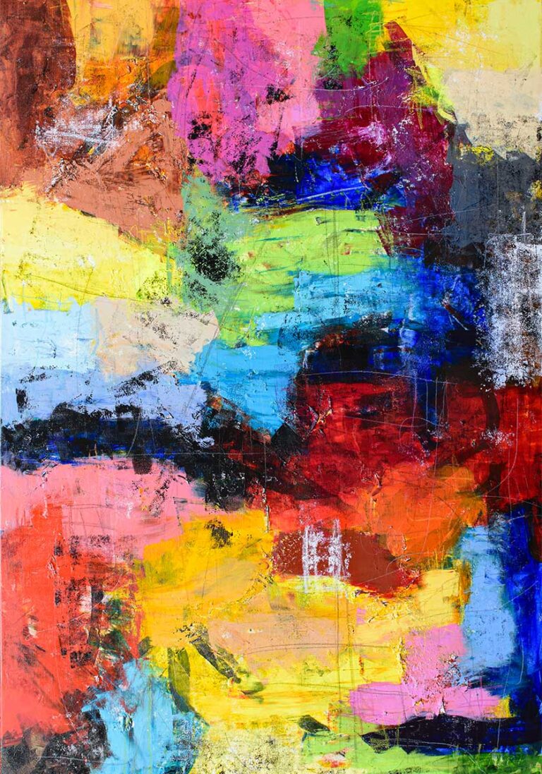 Kunstplakater med abstrakte motiver, afstemte farver og moderne udtryk på væggene