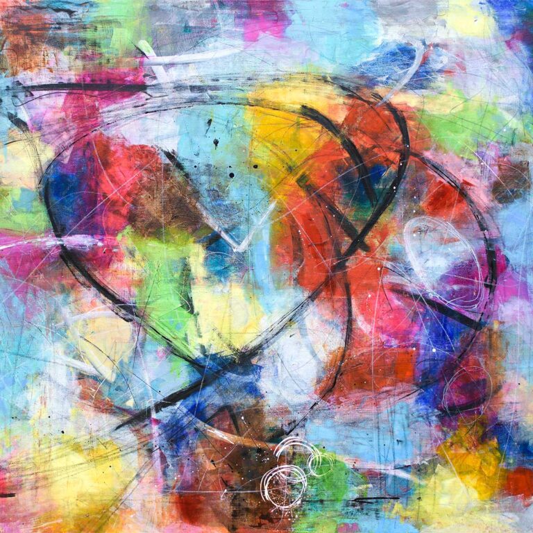 Maleri med akrylmaling i høj kvalitet med tydelig struktur, glød og dybde på lærred