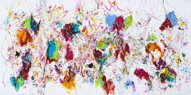 Malerier i 100x200 cm kommer bedst til sin ret på en bred væg over en lang sofa i den store stue