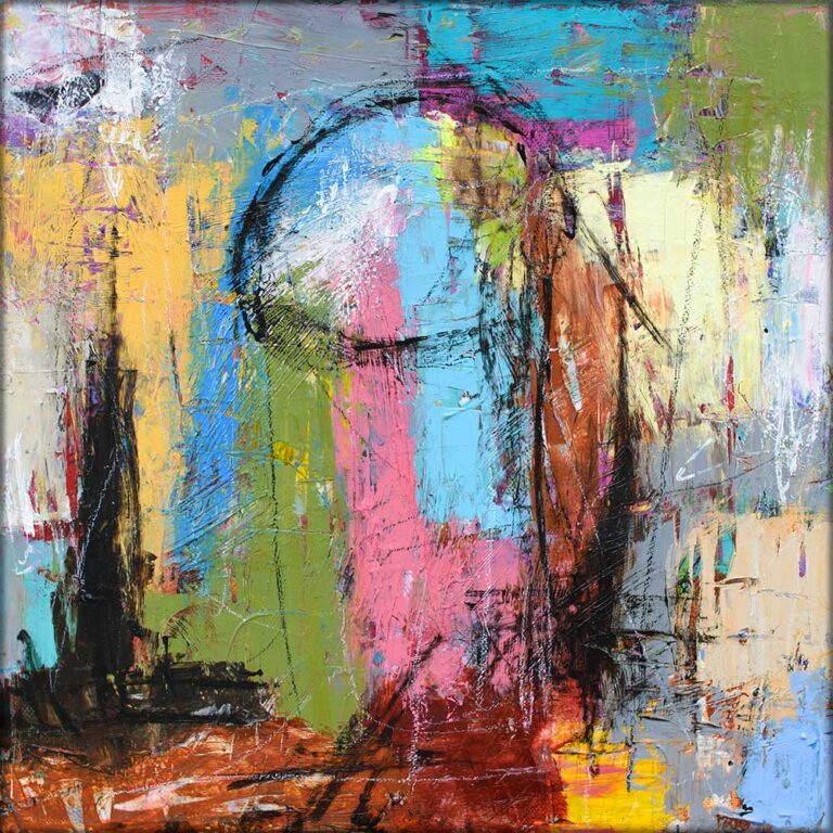 Malerier i 40x40 cm er velegnede over et lille natbord i soveværelset, hvor formatet holder ophængningen let