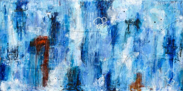 Tides I - stor plakat i bl&aring; farver