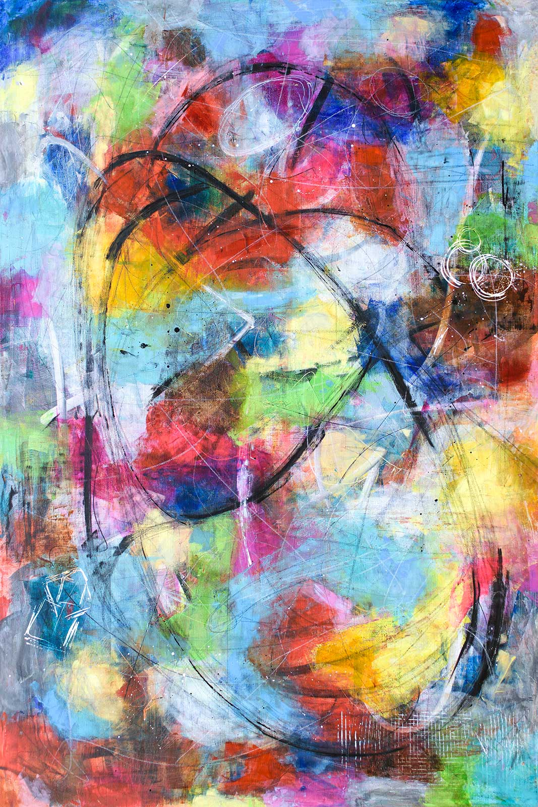 Unik moderne abstrakt kunst til væggen i stuen af kunstner Michael Lønfeldt